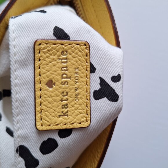 Kate Spade Leather Crossbody Mini Foldover Bag Lemon Yellow Pebbled NEW - Picture 7 of 14